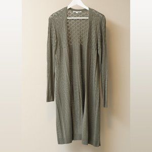 *2 for $35* Cleo Olive-Green Longline Cardigan with Lace Detailing - Large